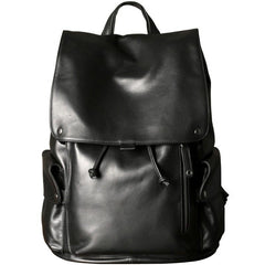 Genuine Leather Mens Cool Backpack Sling Bag Large Black Travel Bag Hiking Bag for men