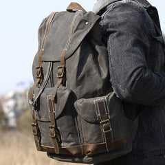 Oil Wax Canvas Mens Cool Backpack Bag Sling Bag Large Travel Bag Hiking Bag for Men