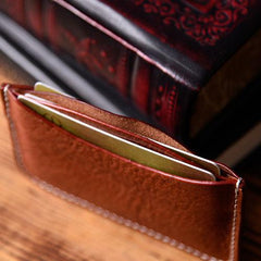 Handmade Mens Cool billfold Leather Wallet Men Small Card Slim Wallets Bifold for Men - imessengerbags
