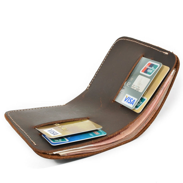 Cool Handmade Leather Mens Brown Bifold billfold Wallet Small Wallet  for Men - imessengerbags