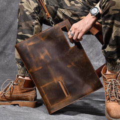 Retro Brown Leather Mens Business Clutch Bag Side Bag Handbag Small Messenger Bag For Men