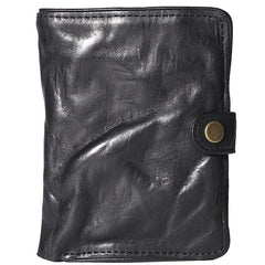 Pleated Leather Mens Vertical Black billfold Wallet Men Brown Small Bifold Wallets for Men