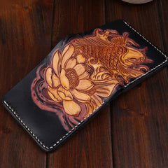Handmade Leather Carp Mens billfold Wallet Cool Leather Wallet Slim Wallet for Men - imessengerbags
