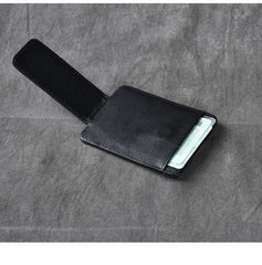 Black Leather Mens Front Pocket Wallet billfold Card Wallet Money Clip For Men - imessengerbags