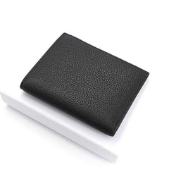 Black Leather Mens Slim Bifold Small Wallet Front Pocket Wallet Small Wallet for Men - imessengerbags