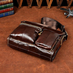 Cool Vintage Leather Mens Small Side Bag Messenger Bag Shoulder Bag for Men