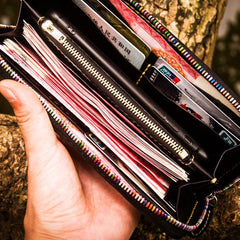 Handmade Leather Men Tooled White Tara Cool Leather Wallet Long Phone Clutch Wallets for Men - imessengerbags