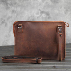 Vintage Small Leather Mens Messenger Bag Clutch Wristlet Shoulder Bag for Men