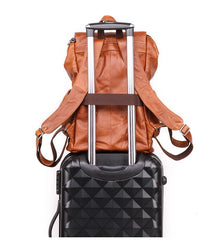 Cool Brown Black Leather Men's Backpack College Backpack 13inch Laptop Backpack For Men - imessengerbags