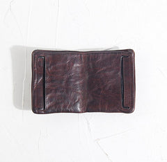 Handmade Leather Mens Cool Black billfold Wallets Small Wallet Men Bifold Wallets Front Pocket Wallet for Men - imessengerbags