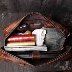 Cool Leather Men Large Brown Overnight Bag Travel Bag Weekender Bag For Men