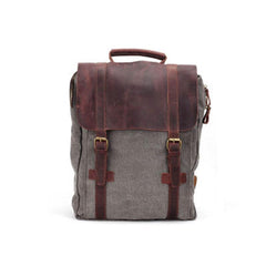 Cool Canvas Leather Mens Laptop Backpack Canvas Travel Backpack Canvas School Backpack for Men