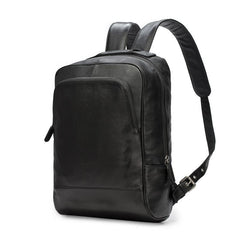 Black Leather Mens 14inch Laptop Backpack Backpacks School Backpack Travel Backpack for Men - imessengerbags