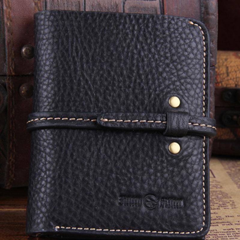 Genuine Leather Mens Cool Slim Long billfold Leather Wallet Men Small Wallets Bifold for Men - imessengerbags
