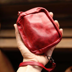 Cool Black Leather Mens Card billfold Wallet Coin Purse Wirstlet Zipper Small Wallet For Men - imessengerbags
