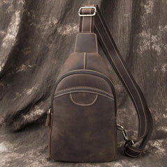 Black Leather Sling Backpack Mens Sling Pack Coffee Leather Sling Bag For Men