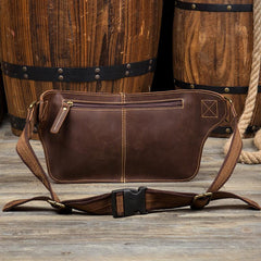 Vintage Brown Leather Fanny Pack Mens Waist Bags Hip Pack Belt Bags Bumbags for Men