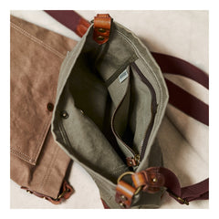 Cool Canvas Mens Womens Green Side Bag 12 inches Canvas Messenger Bags Courier Bag for Men Women - imessengerbags