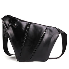 Cool Leather Brown Men's Sling Bag Chest Bag Black Crossbody Backpack For Men - imessengerbags
