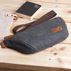 Gray Cool Canvas Mens Sling Bag Chest Bag One Shoulder Packs for men