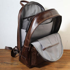 Genuine Leather Mens Cool Backpack Sling Bag Large Black Travel Bag Hiking Bag for men