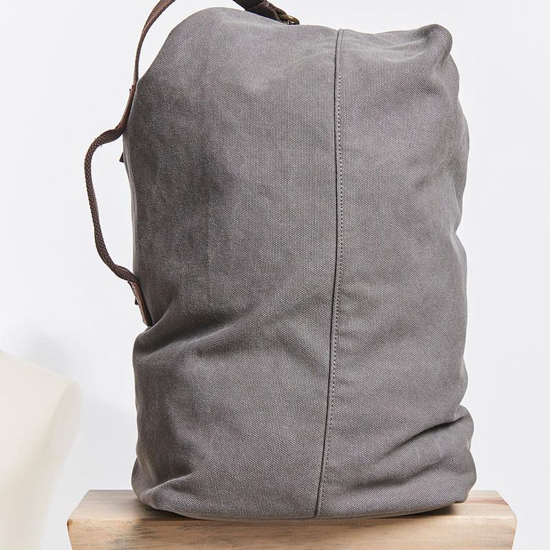 Cool Canvas Leather Mens Bucket Backpack Canvas Travel Bag Canvas Barrel Bag for Men - imessengerbags