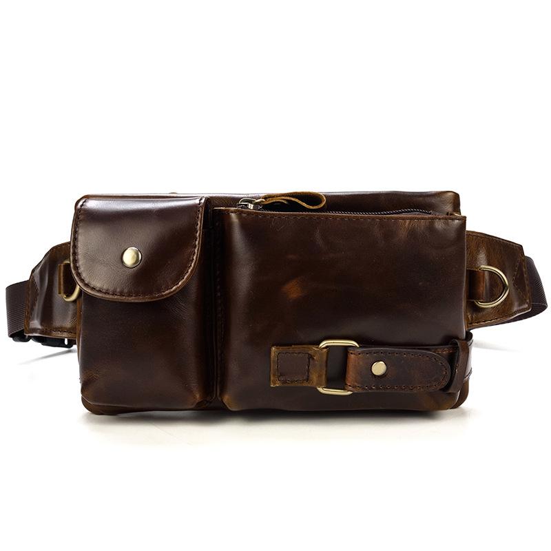 Fashion Brown Leather Men's Fanny Pack Black Hip Pack Waist Bag For Men - imessengerbags