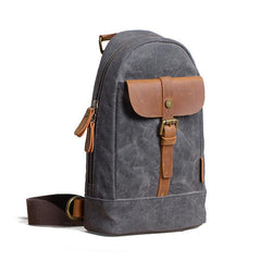 Canvas Leather Mens Sling Backpack Black Chest Bag Sling Pack Sling Bag For Men