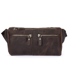 COOL Dark Brown LEATHER MENS FANNY PACK BUMBAG WAIST BAG FOR MEN - imessengerbags