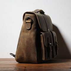 Handmade Leather Mens Cool Messenger Bag Work Bag Backpack Travel Bag Briefcase Bag for men