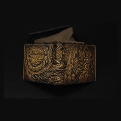 Handmade Leather Tooled Predator Mens billfold Wallet Cool Leather Wallet Slim Wallet for Men - imessengerbags