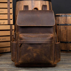 Brown Casual Mens Leather 15inches Computer Backpacks Black Travel Backpack College Backpacks for men - imessengerbags
