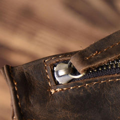 Handmade Leather Mens Clutch Cool Slim BagZipper Clutch Wristlet Wallet for Men - imessengerbags