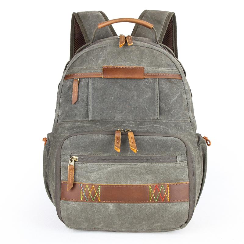 GREEN LARGE CANVAS WATERPROOF MENS CANON CAMERA BACKPACK NIKON CAMERA BAG DSLR CAMERA BAG FOR MEN - imessengerbags