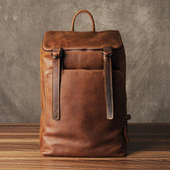 Genuine Leather Mens Cool Backpack Sling Bag Large Black Travel Bag Hiking Bag for men