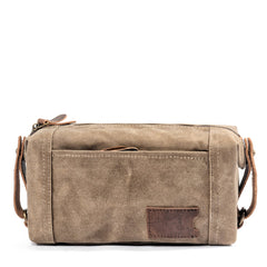 Waxed Canvas Leather Mens Clutch Bag Waterproof Handbag Storage Bag Wash Bag For Men - imessengerbags