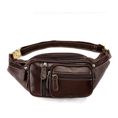 Cool Leather Brown Men's Fanny Pack Black Waist Bag Hip Pack For Men