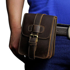 Small Leather Belt Pouch Mens Holsters Belt Cases Cell Phone Waist Pouch for Men - imessengerbags
