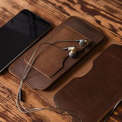 Handmade Leather Mens Cool Long Leather Wallet Slim Phone Clutch Wallet for Men