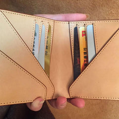 Handmade Leather Mens Cool billfold Leather Wallet Men Slim Wallet Bifold for Men - imessengerbags