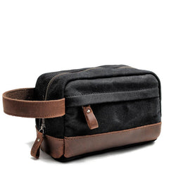 Cool Canvas Leather Mens Clutch Bag Handbag Storage Bag Wash Bag For Men - imessengerbags