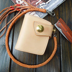 Handmade Leather Biker Wallet Mens Cool Short Chain Wallet Trucker Wallet with Chain - imessengerbags