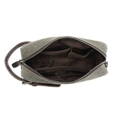 Cool Waxed Canvas Leather Mens Zipper Wristlet Bag Vintage Clutch Zipper Bag for Men - imessengerbags