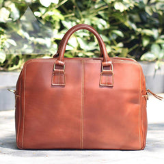 Vintage Brown Mens Leather Briefcase Work Handbag Dark Coffee 14'' Computer Briefcase For Men - imessengerbags