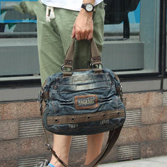Fashion Blue Denim Mens Womens HandBag Courier Bags Blue Jean Messenger Bags For Women