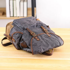 Waxed Canvas Leather Mens Army Green 15‘’ Large Backpack Travel Backpack College Backpack for Men - imessengerbags