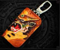 Handmade Leather Tooled Mens Cool Car Key Wallet Car Key Holder Car Key Case for Men - imessengerbags