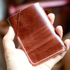 Handmade Dark Brown Leather Mens Card Holder Tan Card Holder Small Card Case For Men - imessengerbags