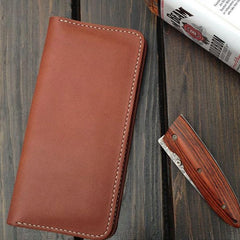 Handmade Leather Wallet Mens Clutch Wallet Cool Wallet Long Wallets for Men - imessengerbags