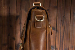 Cool Leather Mens Briefcase Business Briefcase Vintage Shoulder Bag HandBags for men